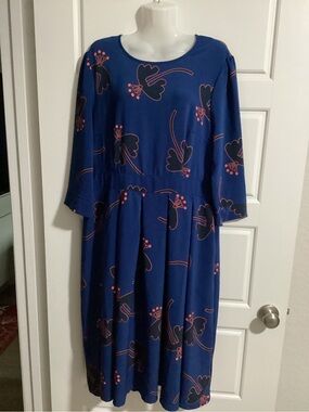 Blue Floral Print Women’s Dress